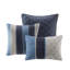 Édredon 7 pièces bleu marine pour lit très grand avec tissu en microsuède et 2 taies décoratives plissées