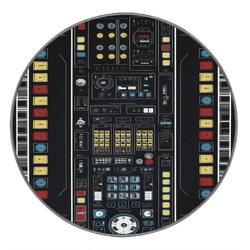 Tapis gris lavable à la machine, Rond 5 pi