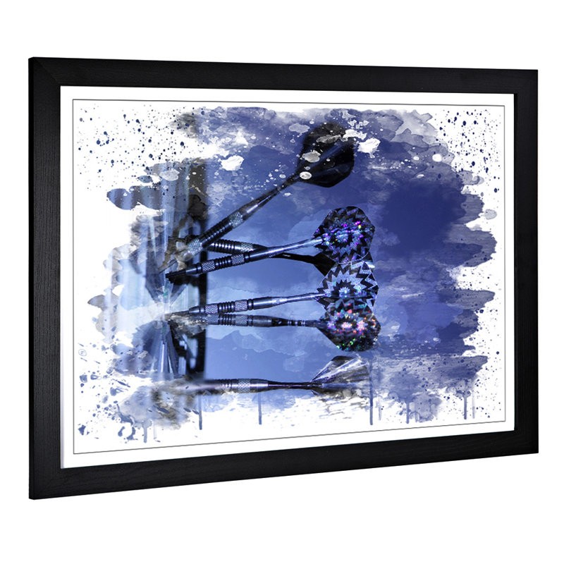 Darts and Dartboard - Wall Art, 45cm H x 62cm W, Framed Picture
