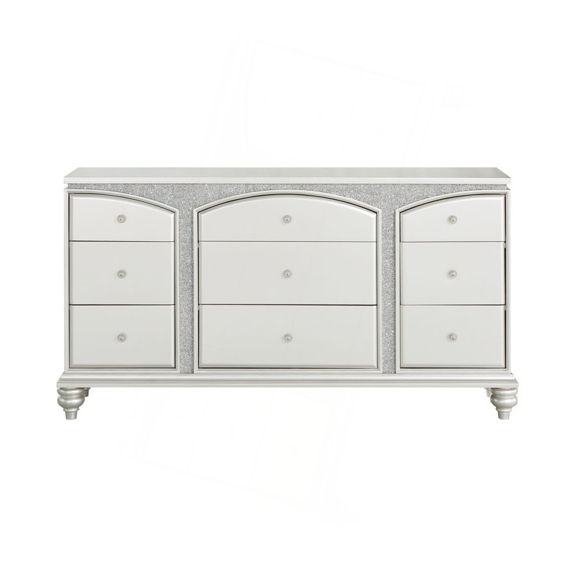 Commode Glam avec accents Sparkle et boutons en cristal