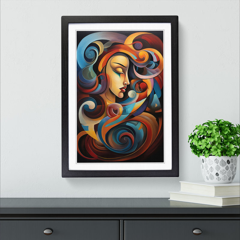 Aquarius Zodiac Abstract - Framed Print, Black Framed, 46cm H x 34cm W x 2cm D