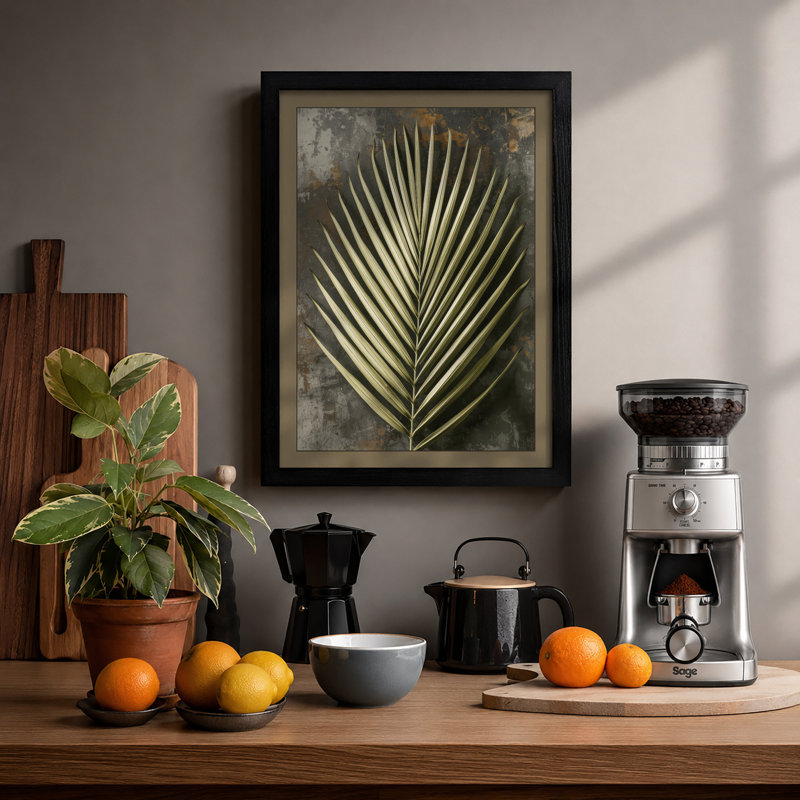 Palm Frond Study Botanical - Print, A2 - 59.4 x 42.0 cm, Oak