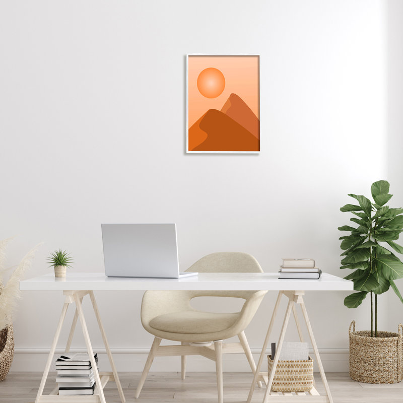 Sun dunes de sable brûlé, H 16 po x l 16 po x P 1,5 po, Giclée encadrée blanc bord de mer