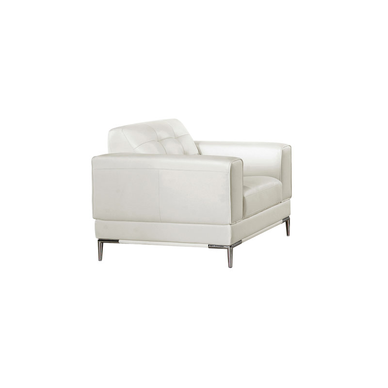 Navya Upholstered Armchair, White Faux Leather