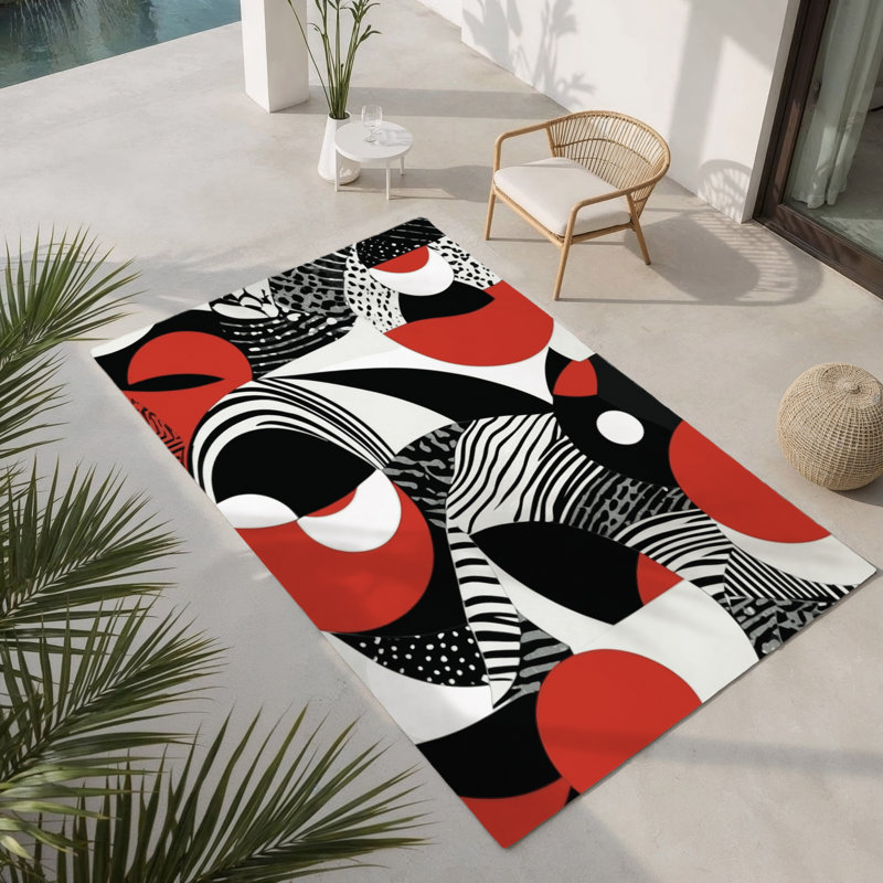 Tapis intérieur et extérieur Scarlet Reflection, Rectangulaire 3 pi x 5 pi