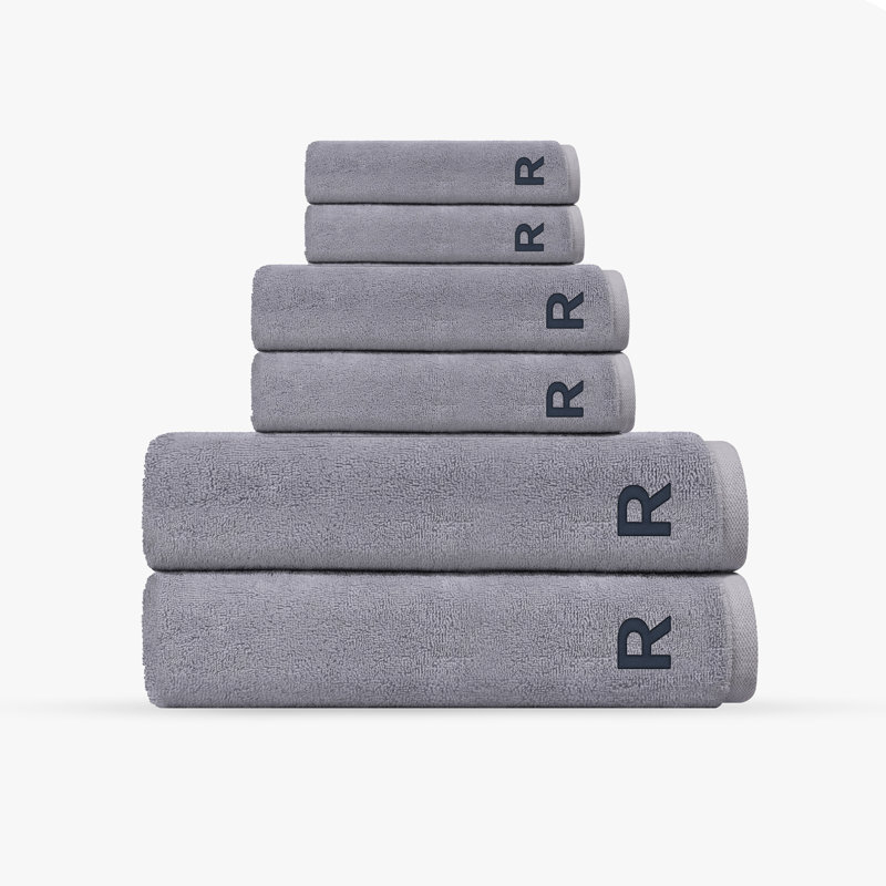 Monogrammed Cloer 6 pcs Turkish Towels Set, R, Silver
