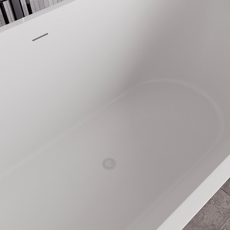 59" Streamline Soaking Freestanding Tub With Internal Drain, Glossy White