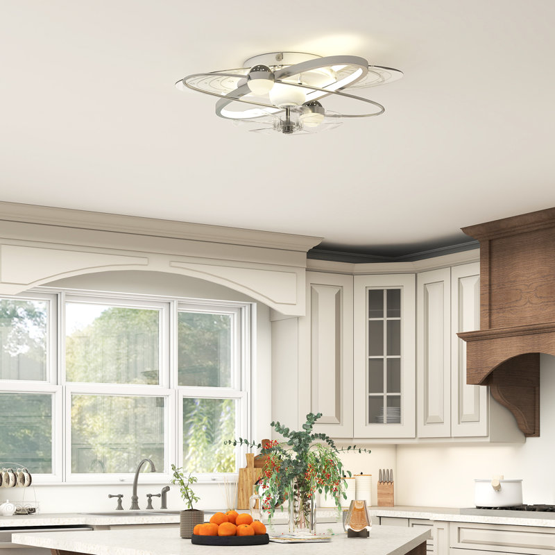 28.5cm Ceiling Fan with LED Lights, Silver