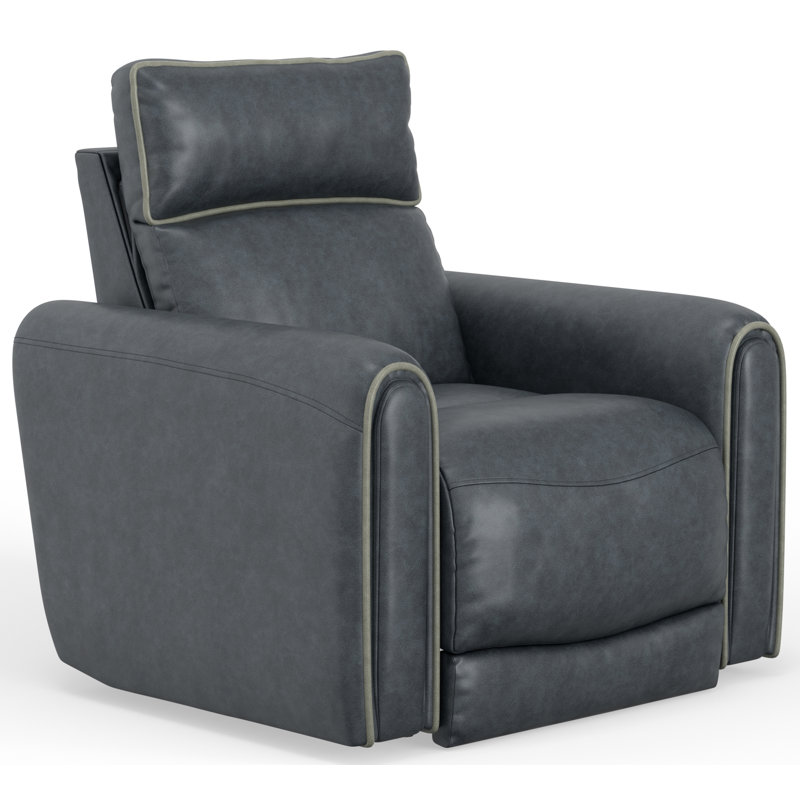 Ayoka 40" Wide Power Recliner with Power Adjustable Headrest, Blue Polyester