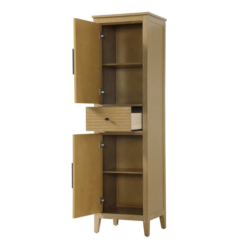 20 Inch Bath Storage Cabinet in Linen Oak, 72" H x 20" W x 18" D, Linen Oak