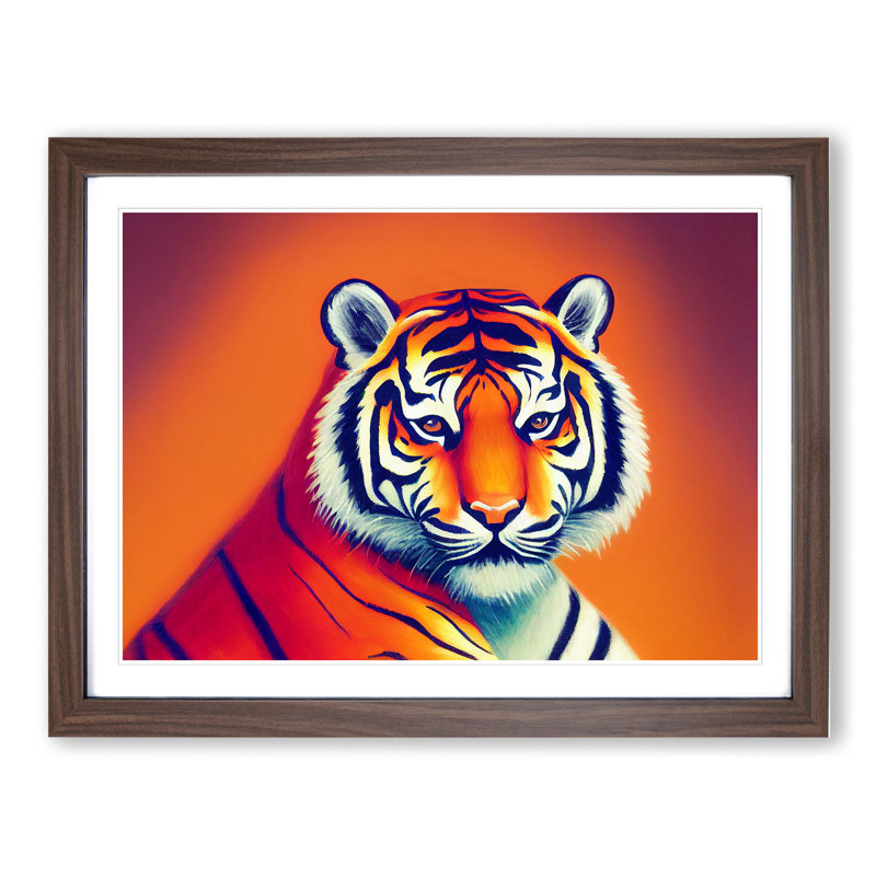 Cosmopolitan Tiger - Framed Print, 25cm H x 34cm W x 2cm D, Walnut Framed