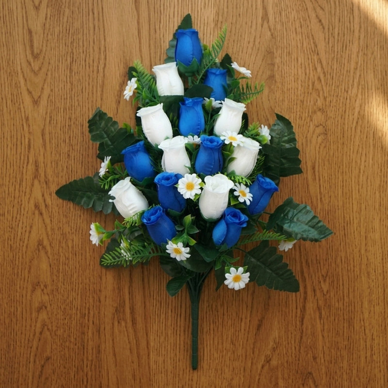 Fleurs de cimetière artificielles, Bleu/Blanc