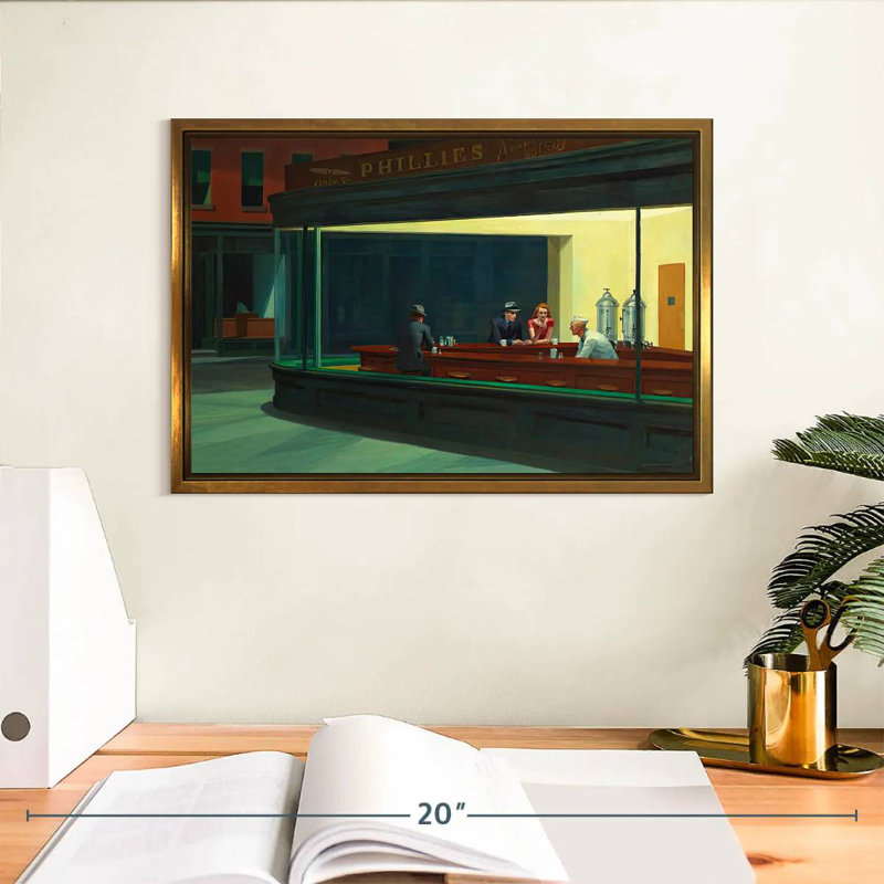 Nighthawks, Cadre flottant doré, 13 po x 9 po