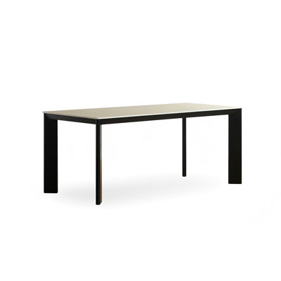 Black Rectangular Sintered Stone + Solid Wood Dining Table