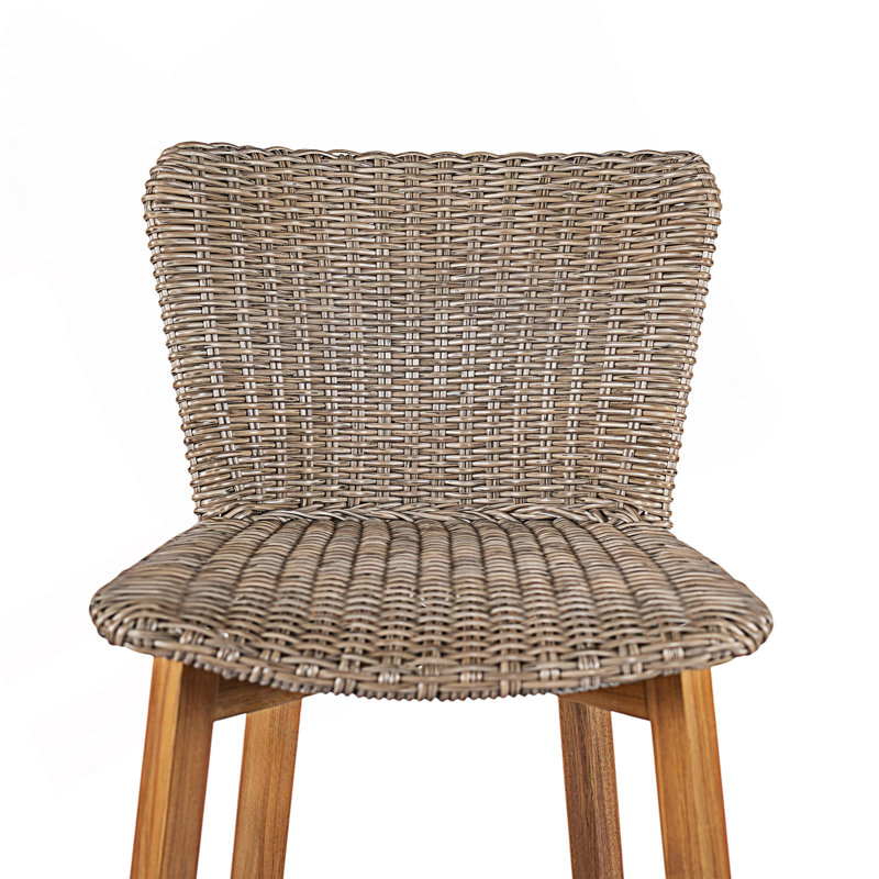 Set Of 2 Outdoor Bar Stool, Light Brown