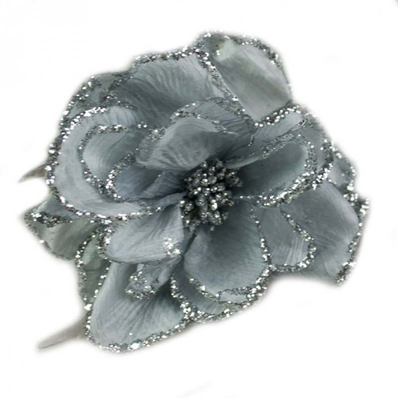 15cm Fabric Plants & Flowers Pick, Silver