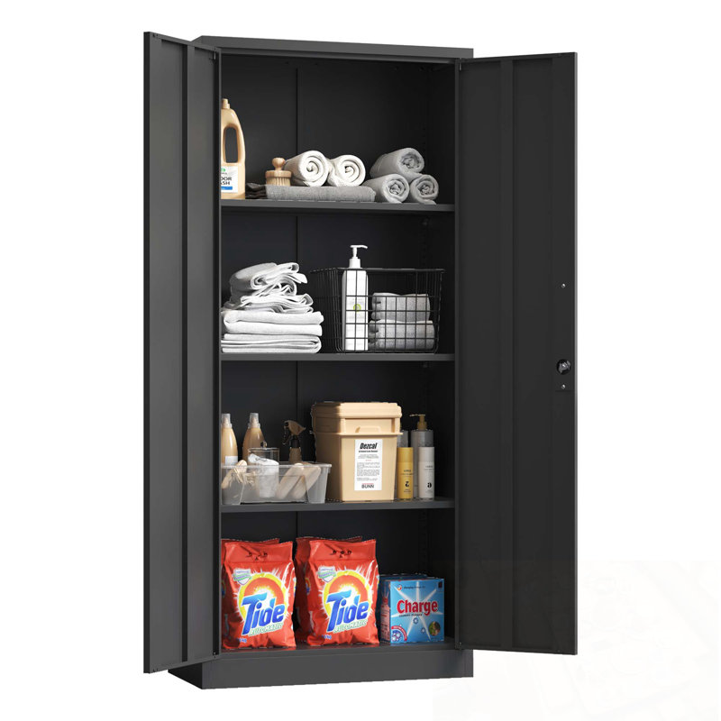 Metal Storage Cabinet with Doors and 3 Shelves