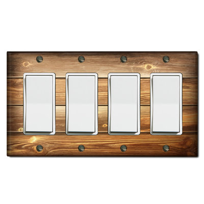 Brown Fence Nature Themed 4 - Gang Rocker Standard Wall Plate