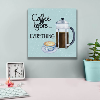 Art mural sur toile Winston Porter «Coffee Avant Tout Bleu» par Kathleen Parr
