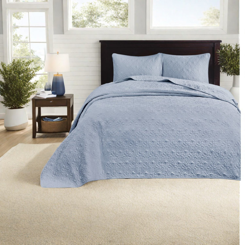 Ensembles de literie réversible confortables, coton simple / simple TG, design classique bleu