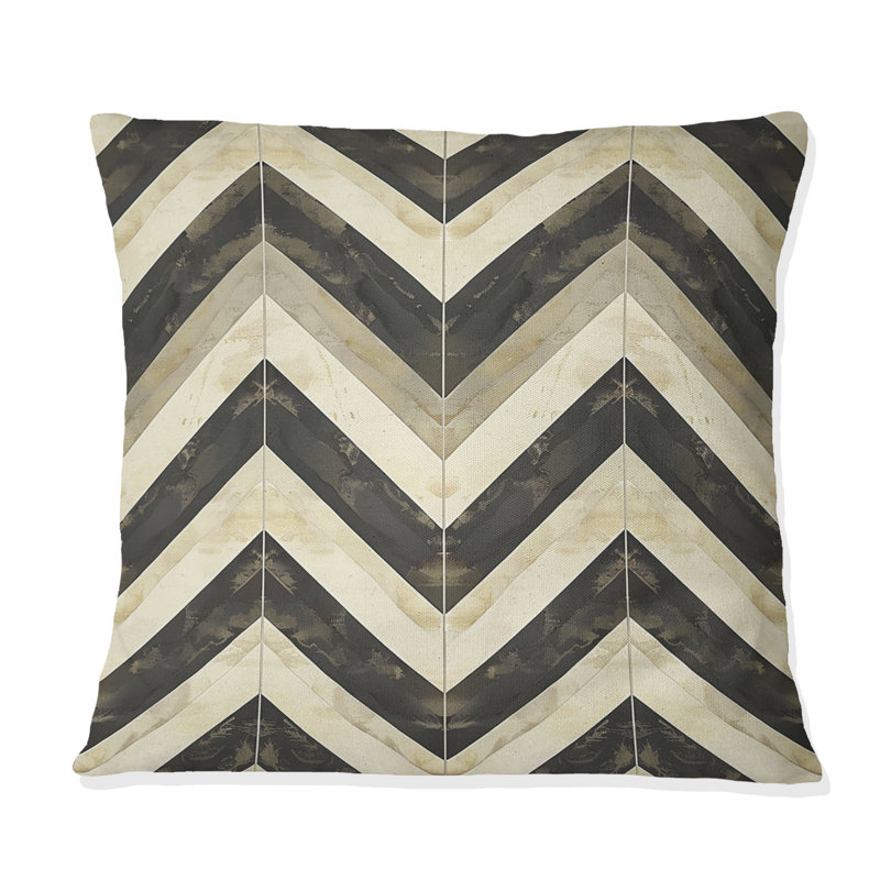 Coussin décoratif beige à motif de chevrons brun Dream III, H 18 po x l 18 po