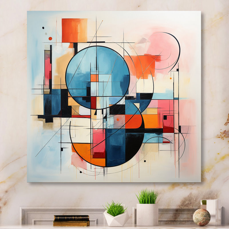 «Colorful Mid Century Abstract Fusion IV», reproduction sur toile, Toile tendue, H 36 po x l 36 po x P 1,5 po