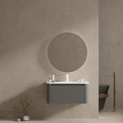 Meuble-lavabo mural flottant avec comptoir en céramique