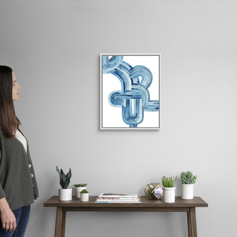 «Blue Braid I» par Grace Popp - reproduction d'art, H 22 po x l 18 po x P 1,75 po, Toile blanche encadrée