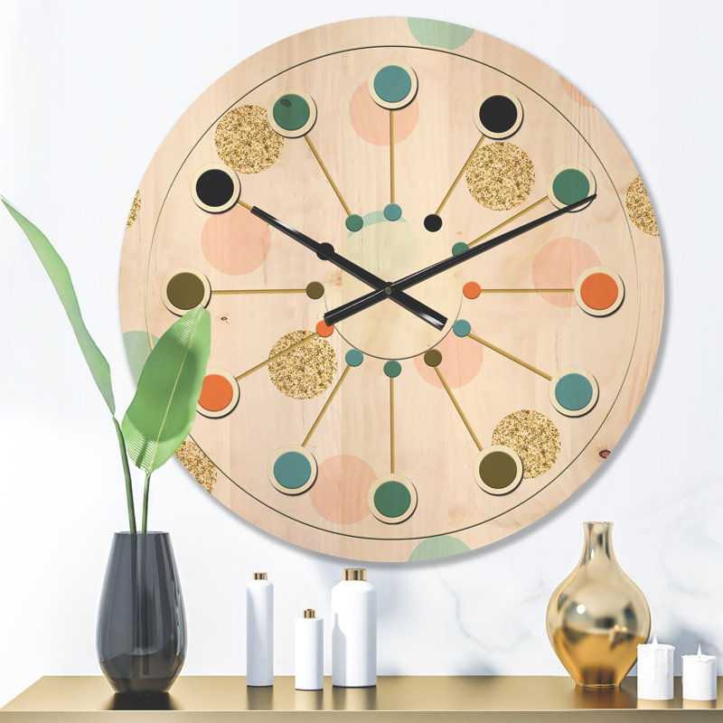 Horloge murale moderne en bois doré Chic Design III, Très grand