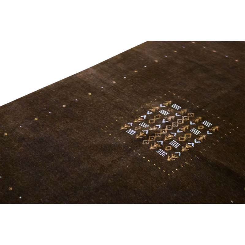 Hand Knotted Wool Area Rug in Brown