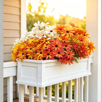 Lot de 4 chrysanthèmes artificiels d'automne pour l'extérieur, 40 cm, résistants aux UV, fausses marguerites d'automne, faux buisson de chrysanthèmes orange pour porche, jardinière, terrasse, maison et jardin, couleurs assorties