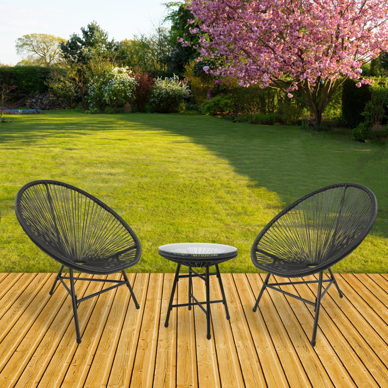 Carlson 2 Seater Outdoor Conversation Sets, Black, Black