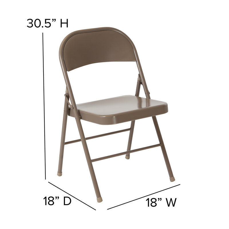 Double Braced Metal Folding Chair, Beige