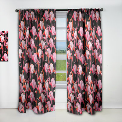Colorful Flamingo - Animal Print Tropical Blackout Curtain Single Panel