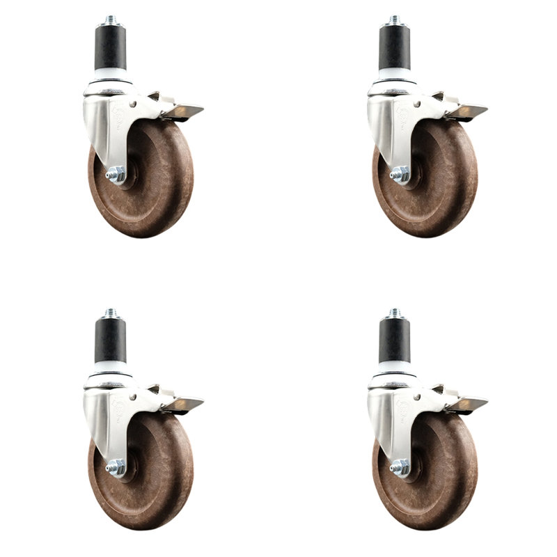 High Temp Glass Filled Nylon Stem Caster Set Lock Brake, 5" H x 5" W