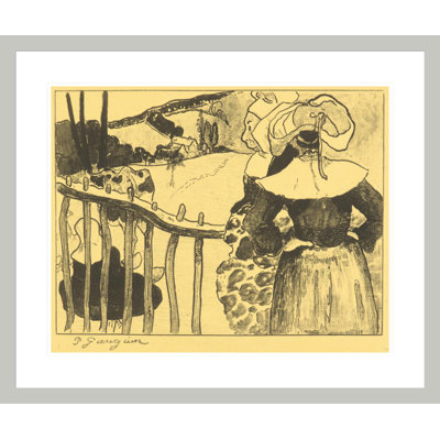 Femmes bretonnes à une clôture (bretonnes à la barrière) par Paul Gauguin - Estampe numérique encadrée