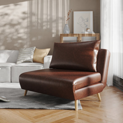 Convertible Tri-Fold Sleeper Chair with Pillow, Channel Stitching, and Hideaway Legs