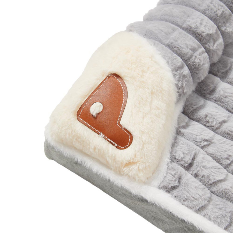 Seabron Faux Fur Pet Bed, 8cm H x 75cm W x 45cm D, Grey