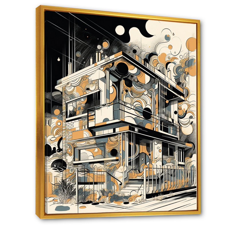 Art mural sur toile noir et gris, H 20 po x l 12 po x P 1 po, Cadre flottant doré