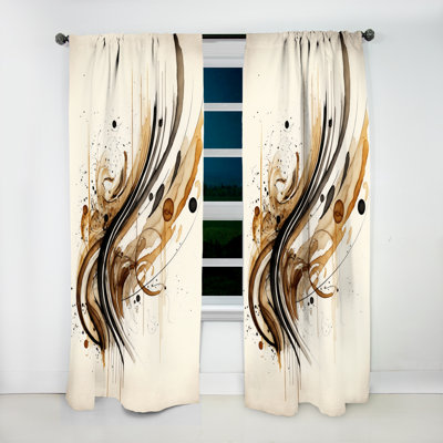 Brown And Black Movement I - Abstract Blackout Curtain - 1 Panel