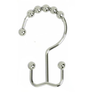 Shower Curtain Hooks,Sturdy Stainless Steel Double Sided Shower Hooks Rings For Bathroom Shower Curtain Rods Curtains Set Of 12 Hooks - Nickel