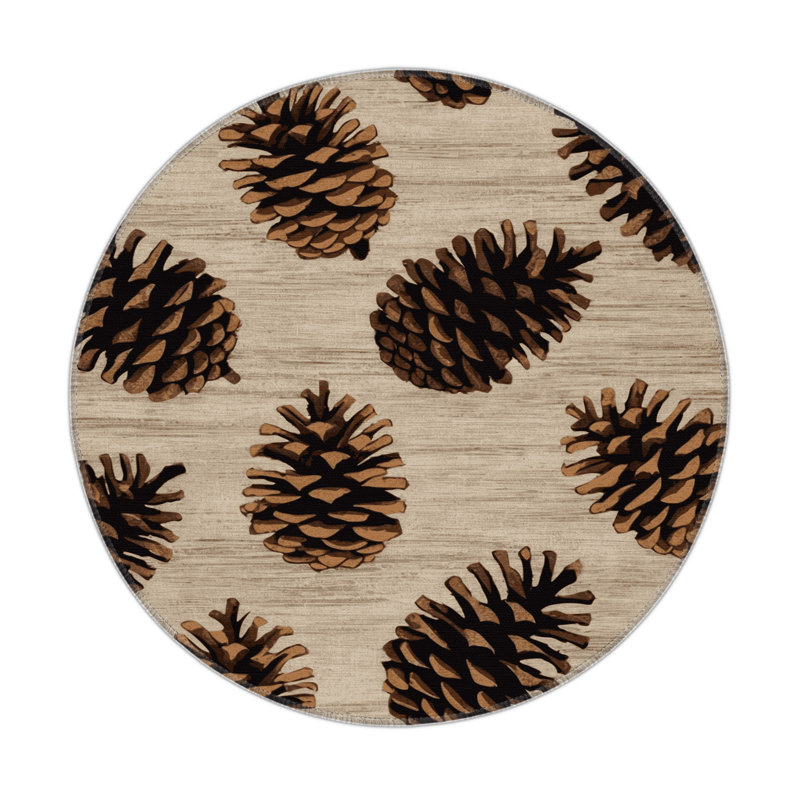 Tapis beige d'intérieur et d'extérieur Nature, Rond 5 pi
