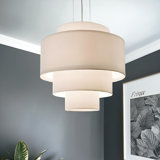 Lampe suspendue en tissu à 4 lumières à tambour avec réflecteur inférieur