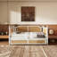 Lit de jour simple en rotin de style traditionnel avec lit gigogne simple pour un espace limité, chambre d'amis, aucun sommier nécessaire