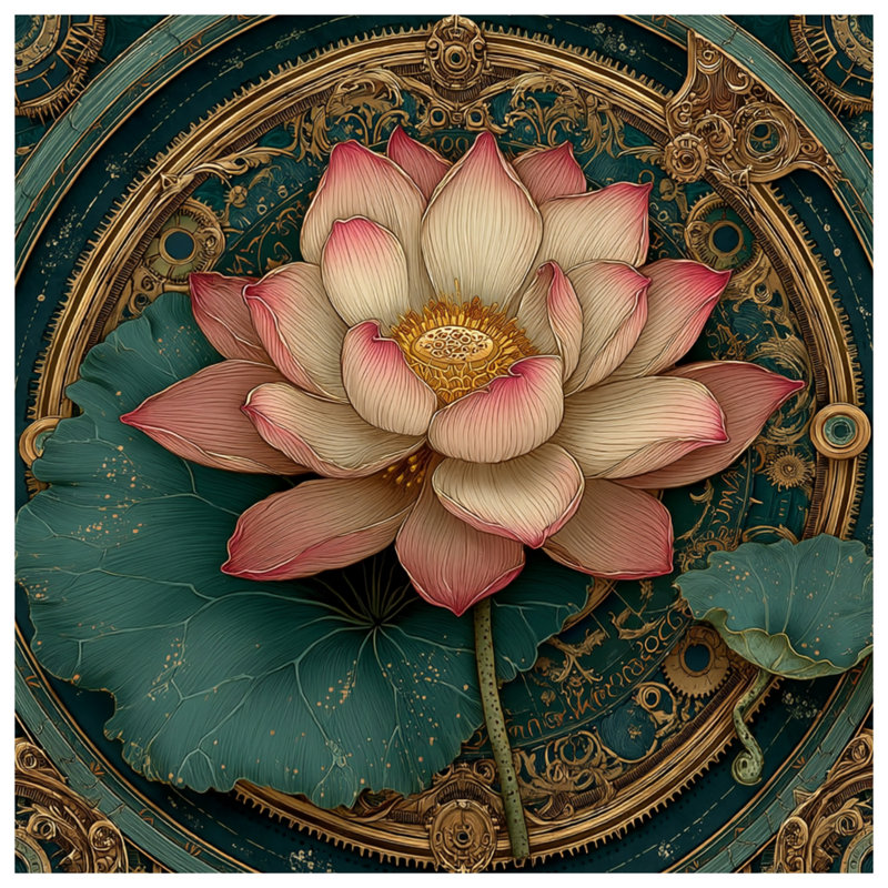 Intricate Lotus Illustration Bath Mat, 24in W x 17in L