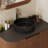 13.78" Round Matte Black Ceramic Vessel Bathroom Sink, Fluted Above-Counter Vanity Basin with 1.75" Standard Drain Opening