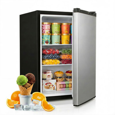 2.4 Cu.ft Upright Freezer With 7 Temp Control, 360° Deep Freezing & Reversible Door，garage Ready  Freezer With Levelling Legs, Black