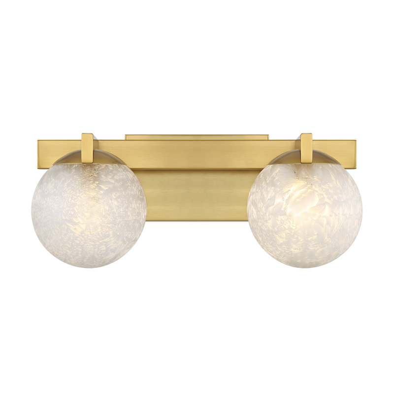 Luminaire pour meuble-lavabo Darien, Laiton, H 7,25 po x l 17 po x P 5,88 po, Deux lumières