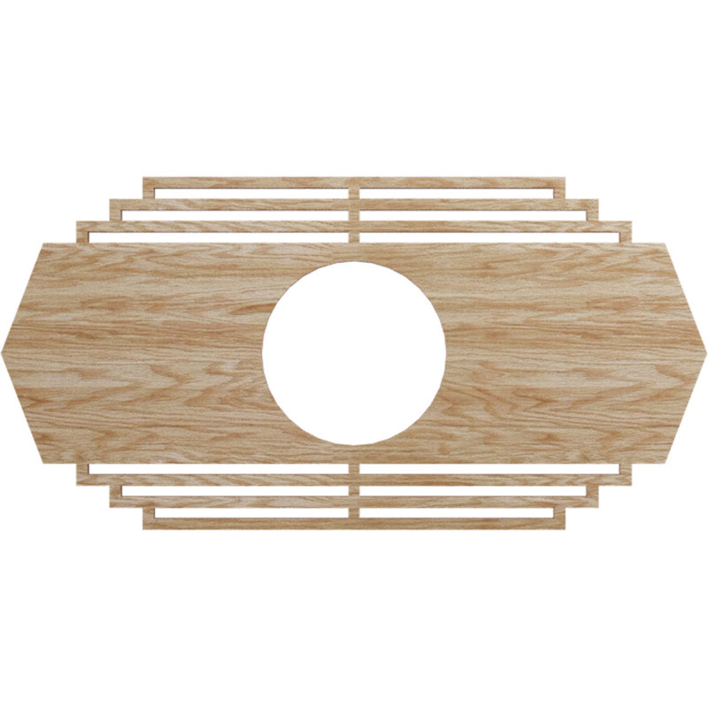 Médaillon de plafond ajouré en bois d'aulne 26 po x l 26 po x H 13 po x 6 7/8 po x T 1/4 po, H 10 po x l 20 po x P 0,38 po