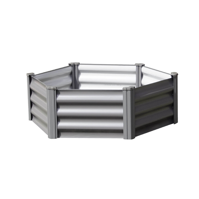 The Organic Garden Co Hakea 3.28' x 3.28' x 1' Metal Galvanized Steel Hexagon Garden Bed Woodland Gray, Gray